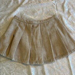 Le Lis Tan Mini Skater Pleated Skorts